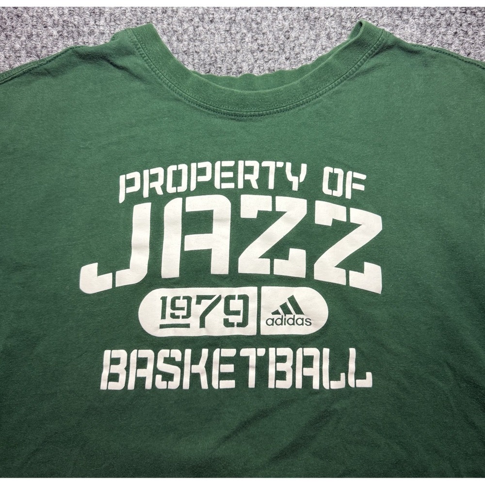 Utah Jazz T-Shirt Adidas NBA Basketball Green Short Sleeve Cotton Shirt Size M‎